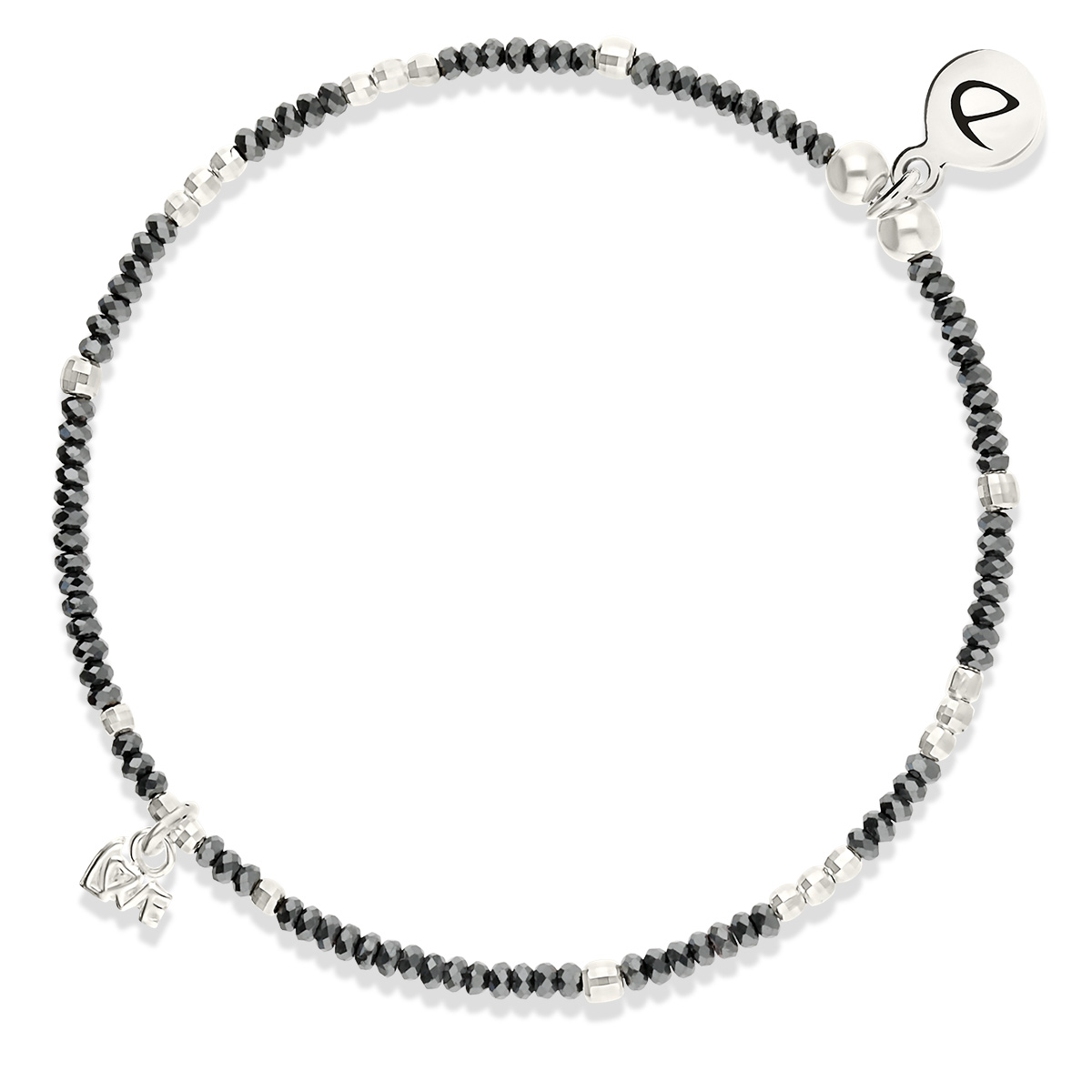 Bracelet Élastique Argent 925 Hématite Love Venise