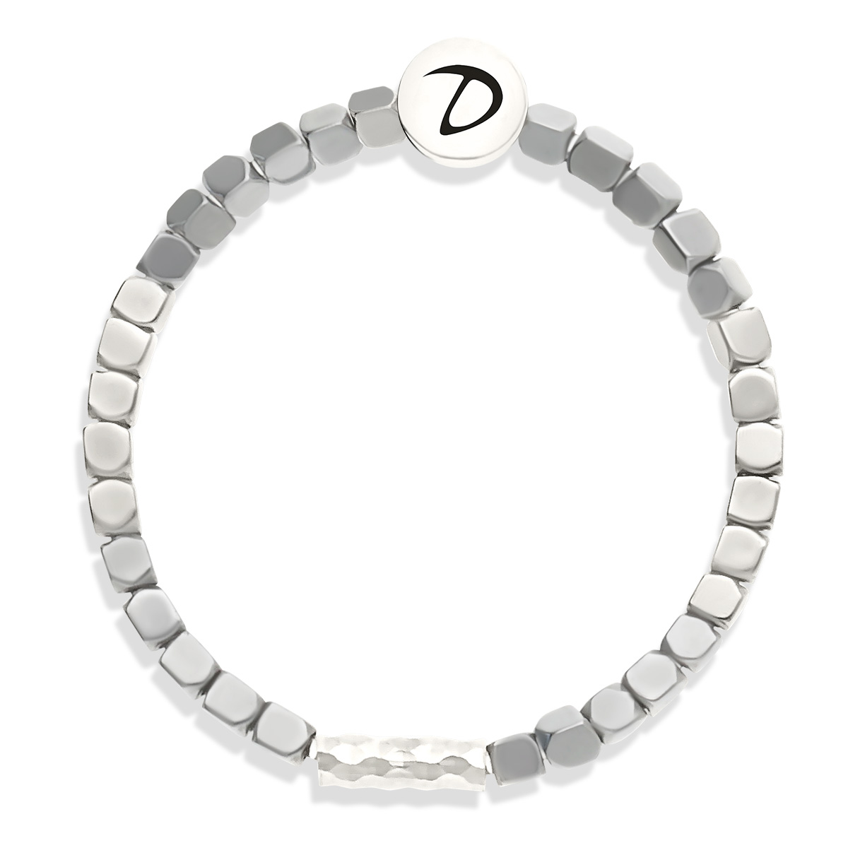 Bague Élastique Argent 925 La Miyuki Hématite Grise