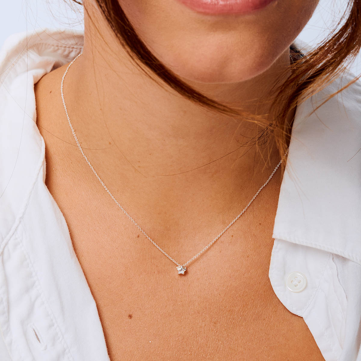 COLLIER CHAÎNE FINE PETITE ÉTOILE ÉPAISSE 38CM