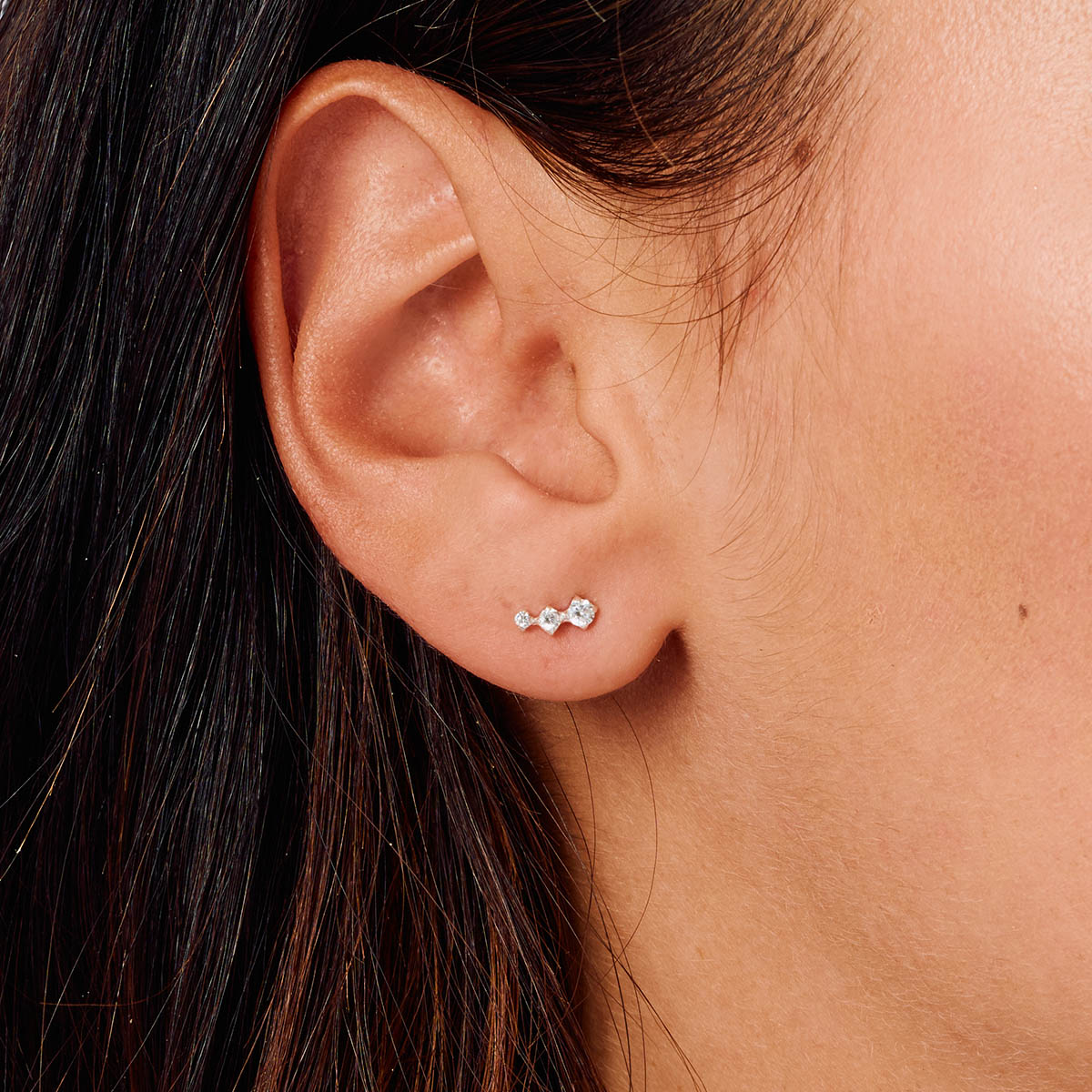 Boucles Incurvées 3 Oxydes 2.5MM En Argent 925