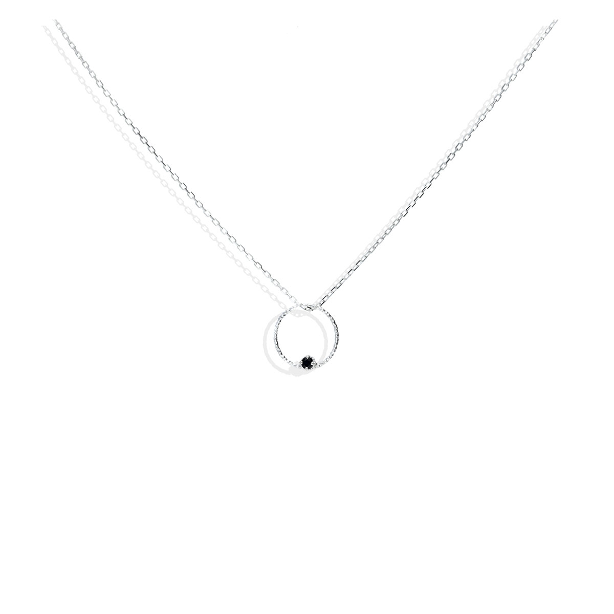 COLLIER ANNEAU ÉVIDÉ PETITE PIERRE NOIRE