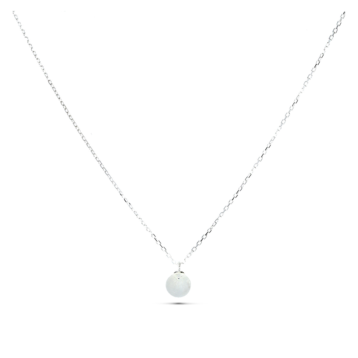 COLLIER CHAÎNE FINE PIERRE OPALINE 6MM