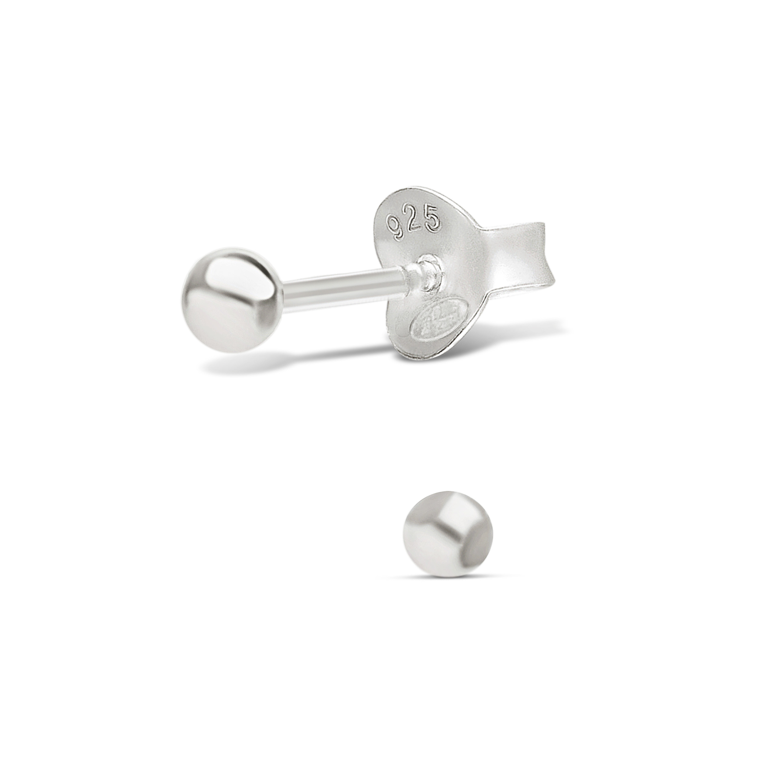 Boucles D'oreilles Puces Boules Ciselées 9MM Argent Massif