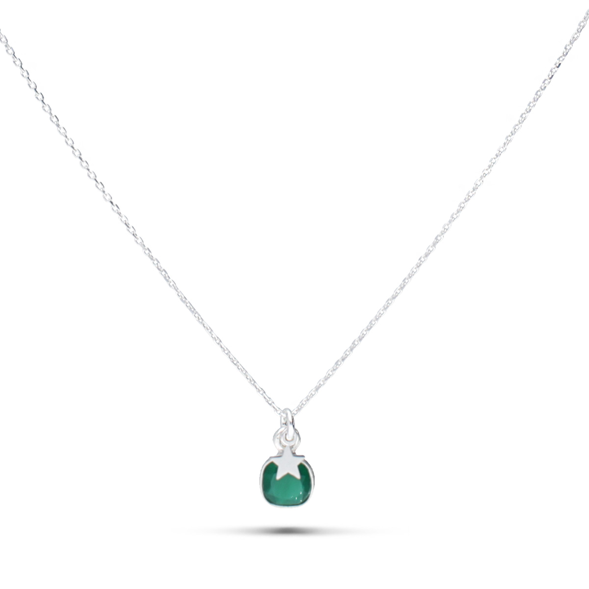 COLLIER MENDI- CARRE ONYX VERT