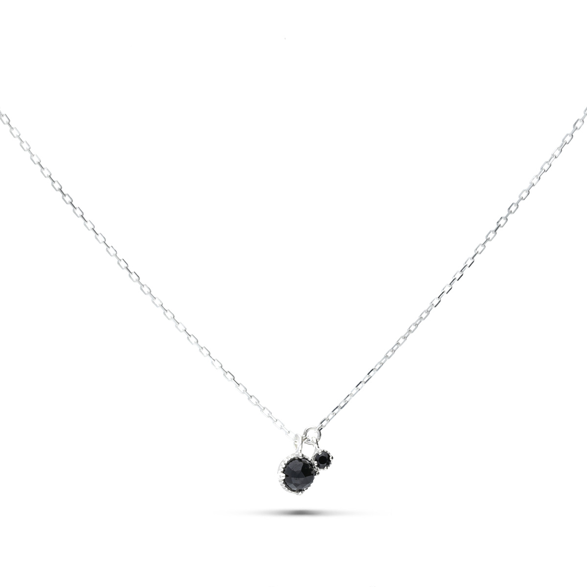 COLLIER DOUBLE SPINELLES NOIRES
