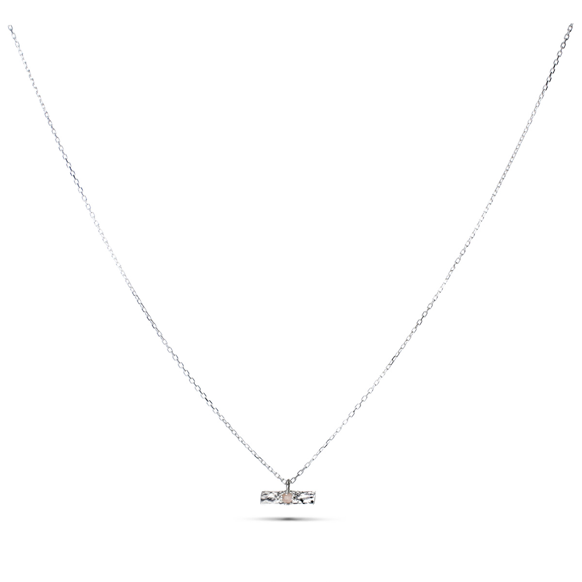 COLLIER RECTANGLE MARTELÉ ET PIERRE DE LUNE