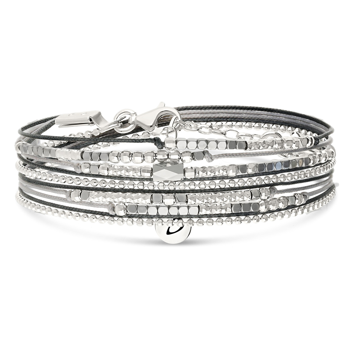 Bracelet 2 Tours Argent 925 Gris Hématite Atlanta