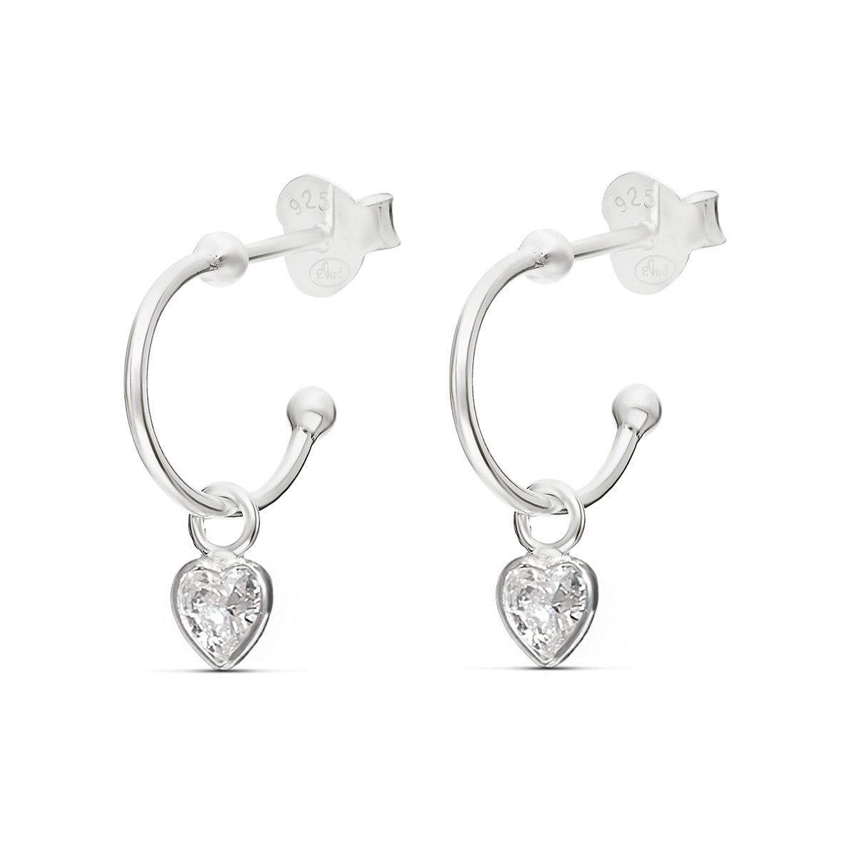 Demi Créoles Pendant Cœur Oxyde En Argent 925