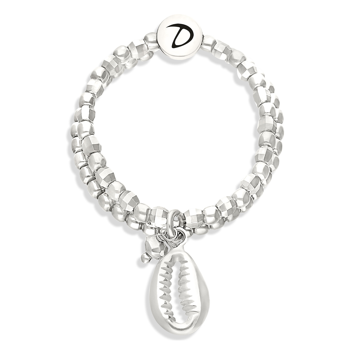 BAGUE DOUBLE ELASTIQUE CAURIS SILVER