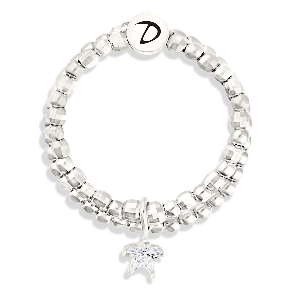 BAGUE ELASTIQUE DOUBLE ETOILE ZIRCONIUM
