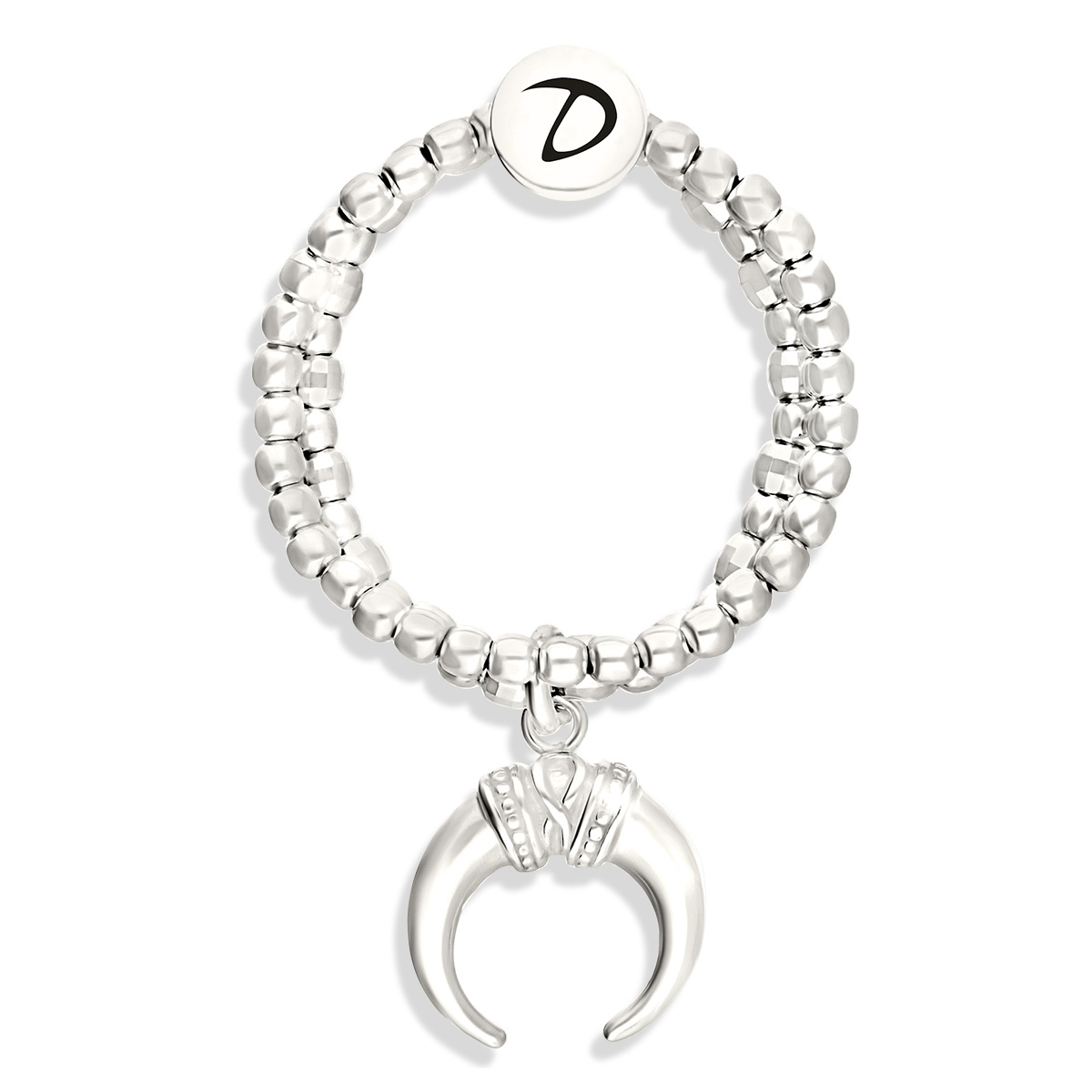 BAGUE DOUBLE ÉLASTIQUE CORNE ÉTHNIQUE