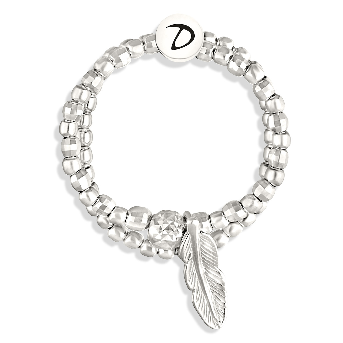 BAGUE DOUBLE ÉLASTIQUE ARGENT PLUME