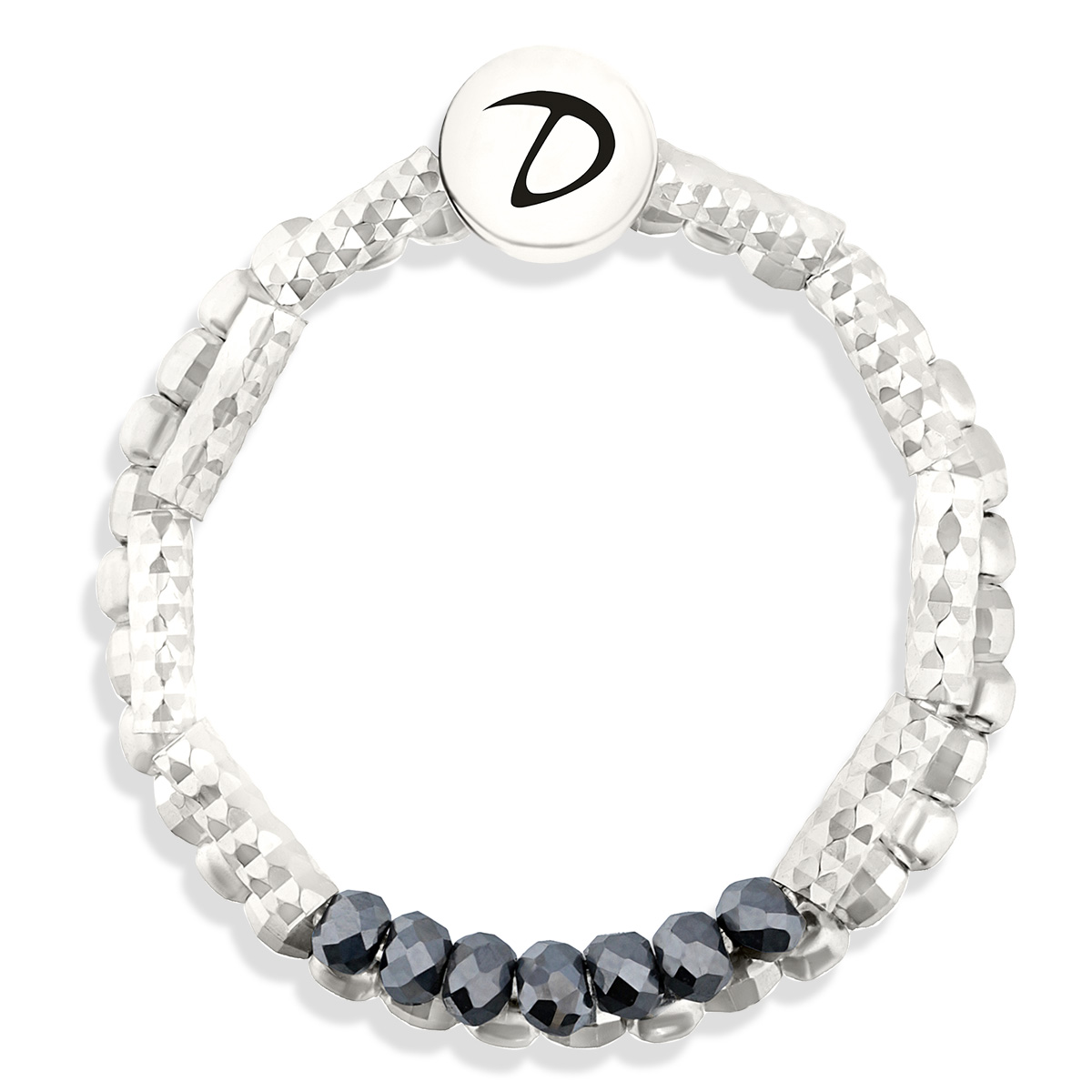 BAGUE DOUBLE ELASTIQUE SILVER PIERRES GRISES
