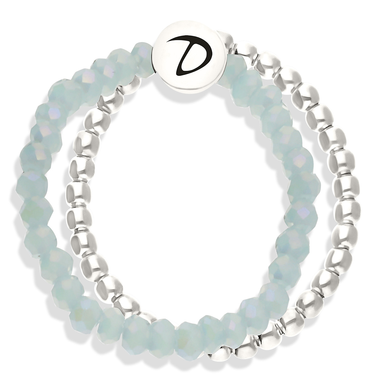 BAGUE ÉLASTIQUE DOUBLE BLEU-CLAIR Argent 925