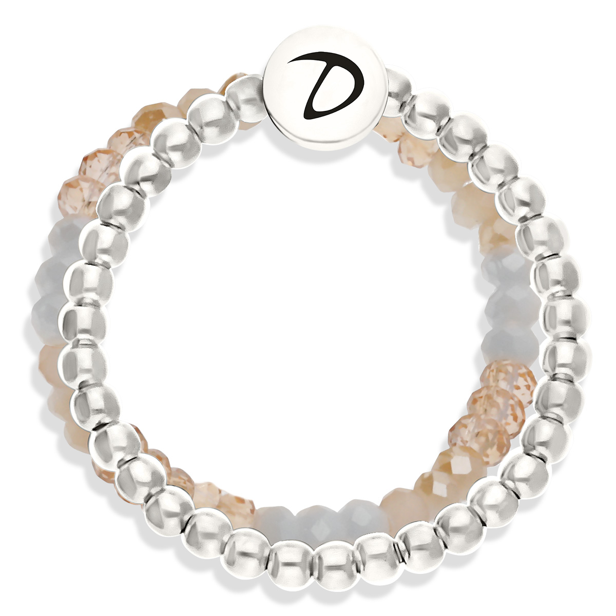 BAGUE DOUBLE ÉLASTIQUE BEIGE-ÉCRU Argent 925