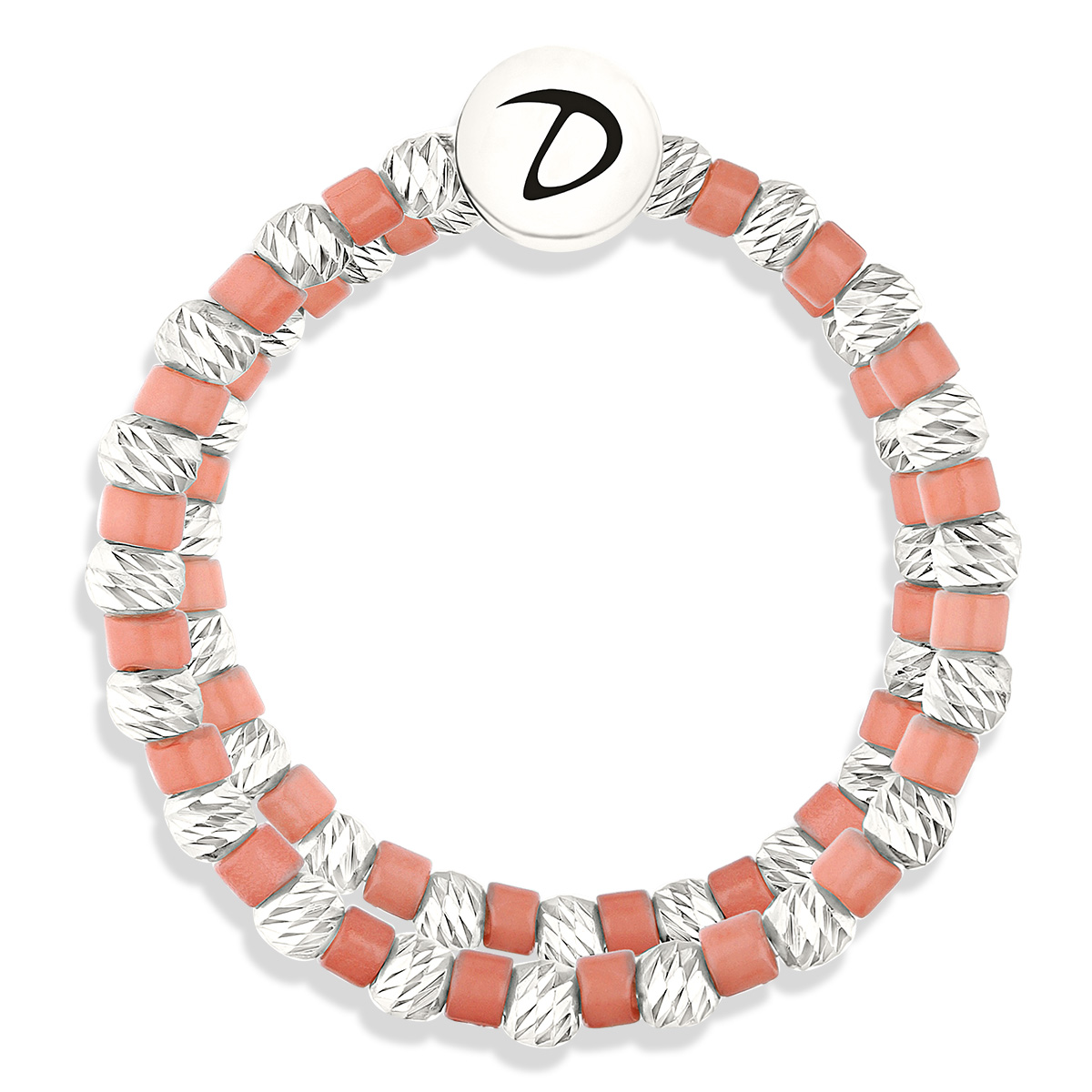 BAGUE DOUBLE ELASTIQUE FACETTÉE MIYUKI CORAIL CLAIR