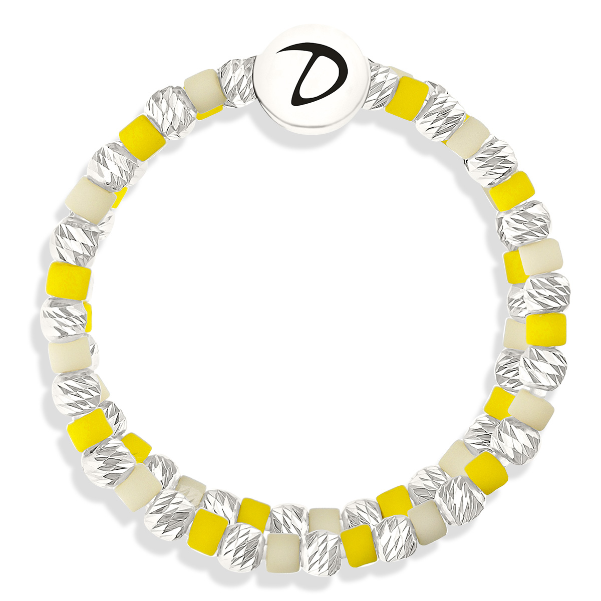 BAGUE DOUBLE ELASTIQUE FACETTÉE MIYUKI JAUNE CRÈME