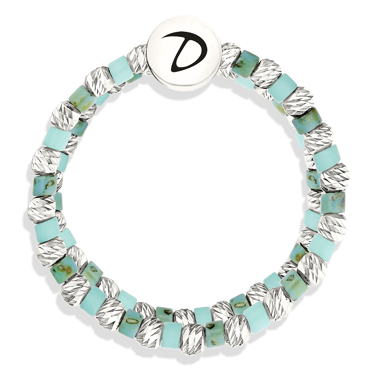 BAGUE DOUBLE ELASTIQUE FACETTÉE MIYUKI TURQUOISE VERT