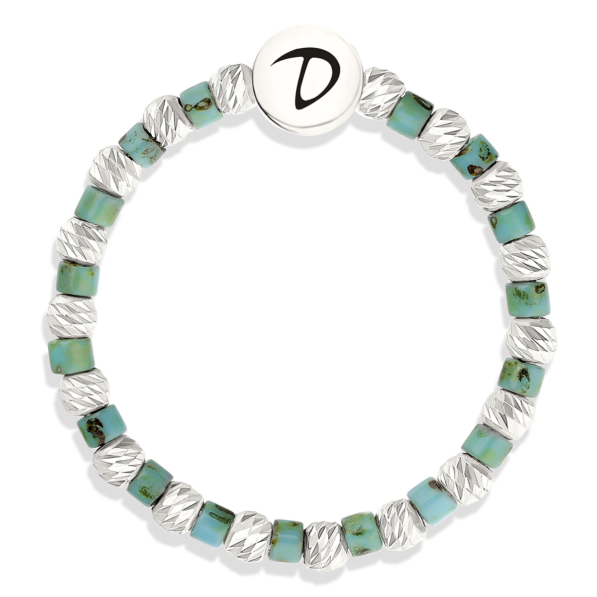 BAGUE ELASTIQUE FACETTÉE MIYUKI TURQUOISE TACHETÉ