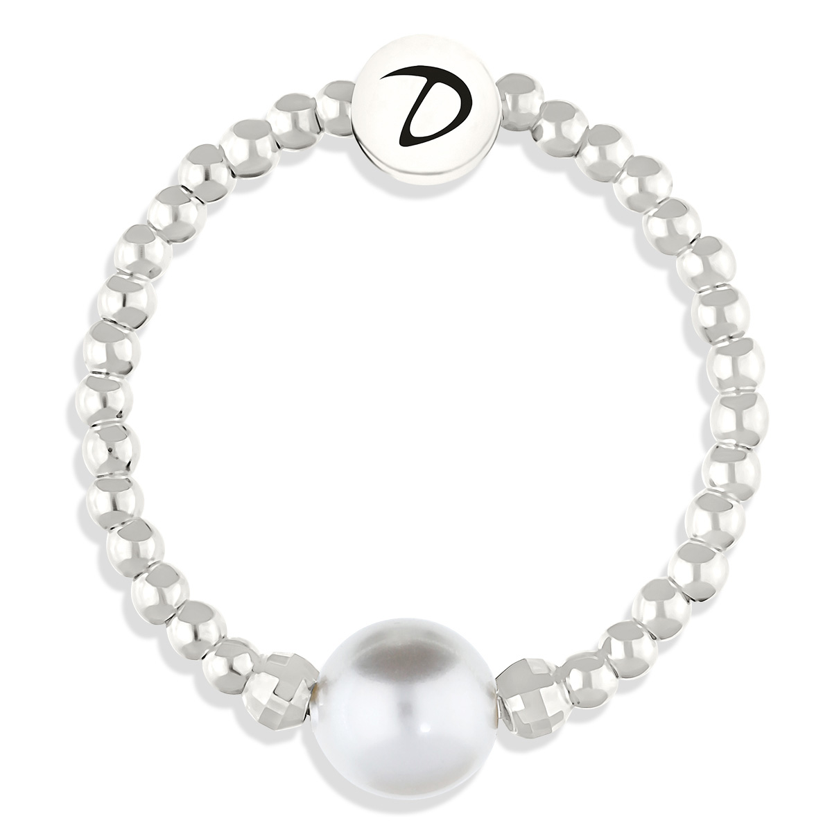 BAGUE ELASTIQUE PERLE CREME
