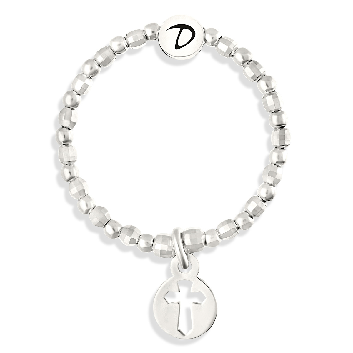 BAGUE ELASTIQUE CROIX TOUT ARGENT