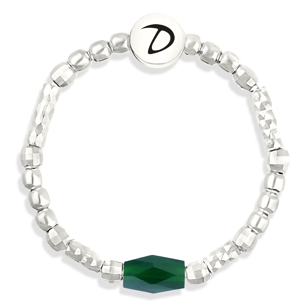BAGUE ELASTIQUE ARGENT PIERRE VERTE
