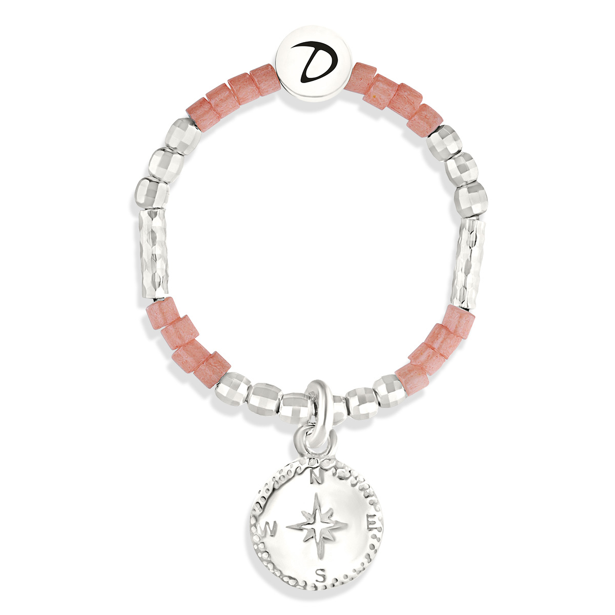 BAGUE ÉLASTIQUE ROSE CORAIL ROSE DES VENTS