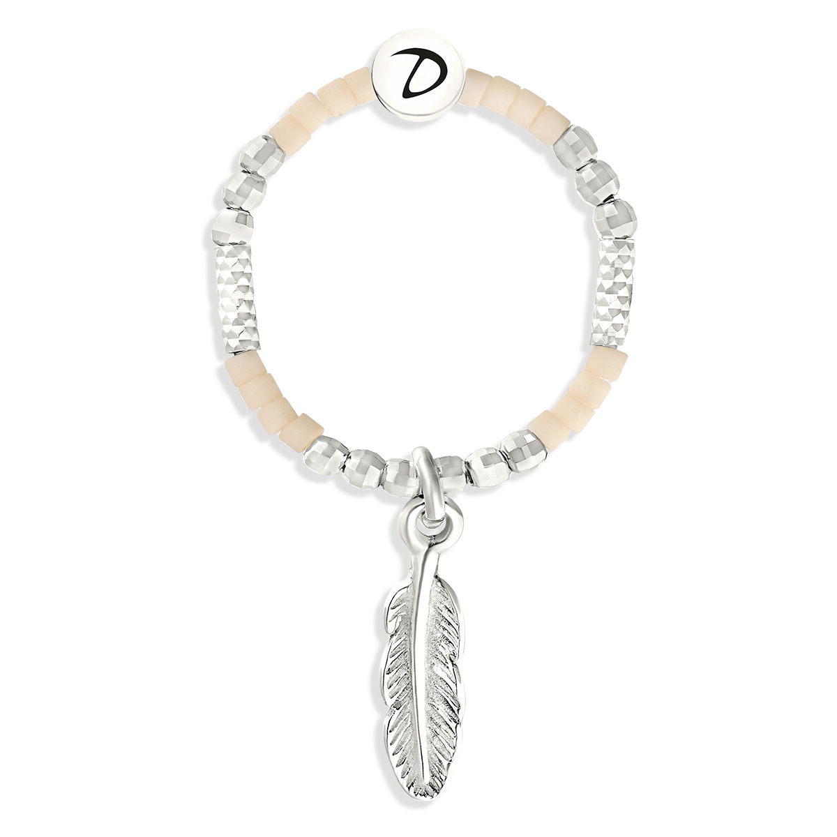 BAGUE ÉLASTIQUE PLUME BEIGE