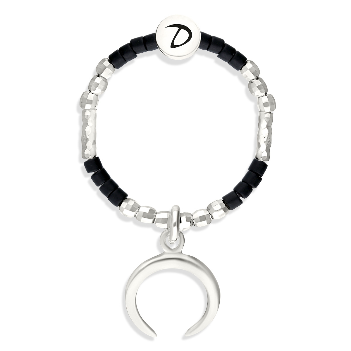 BAGUE ÉLASTIQUE CROISSANT MIYUKI NOIR