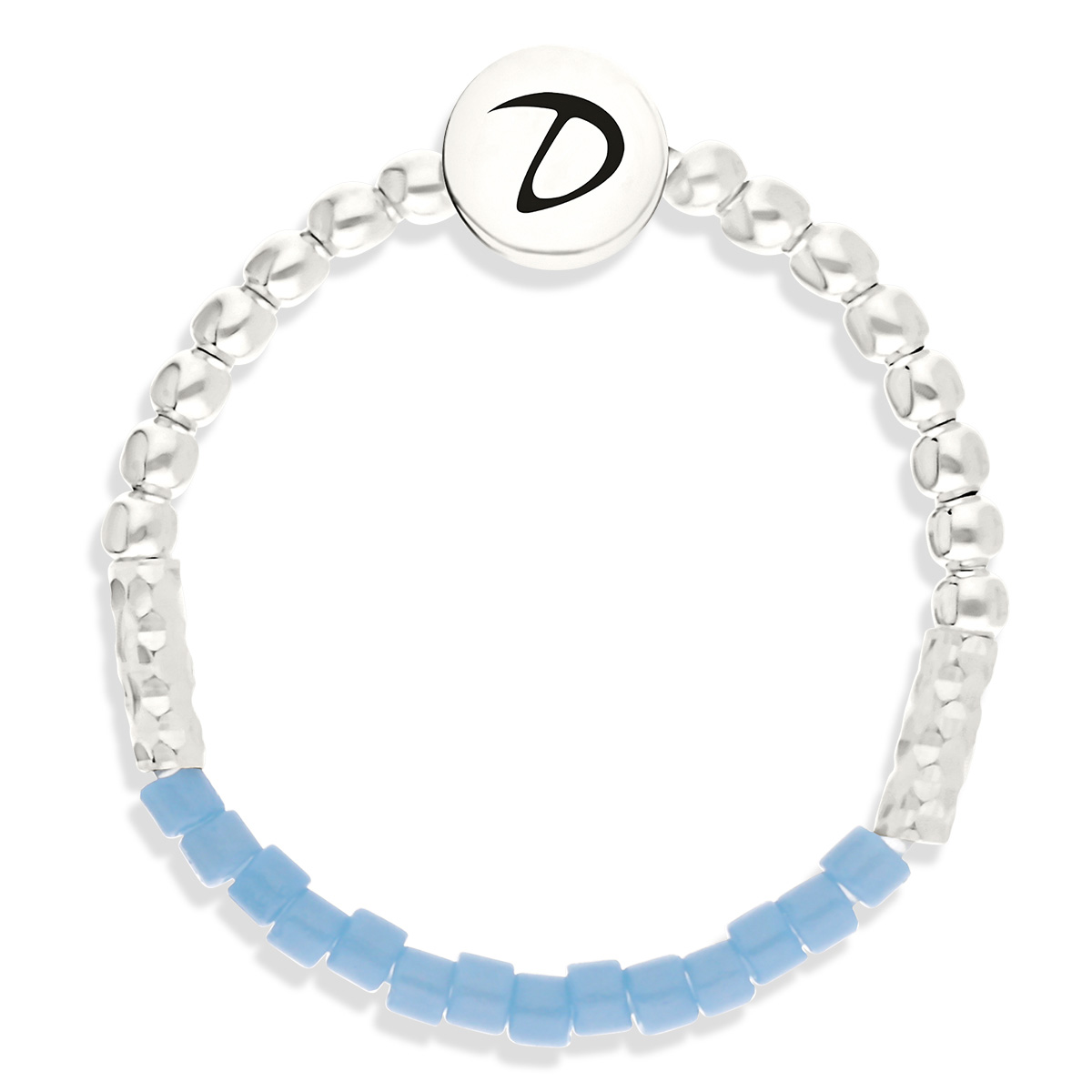 BAGUE ELASTIQUE BLEU NUIT PERLES ARGENT