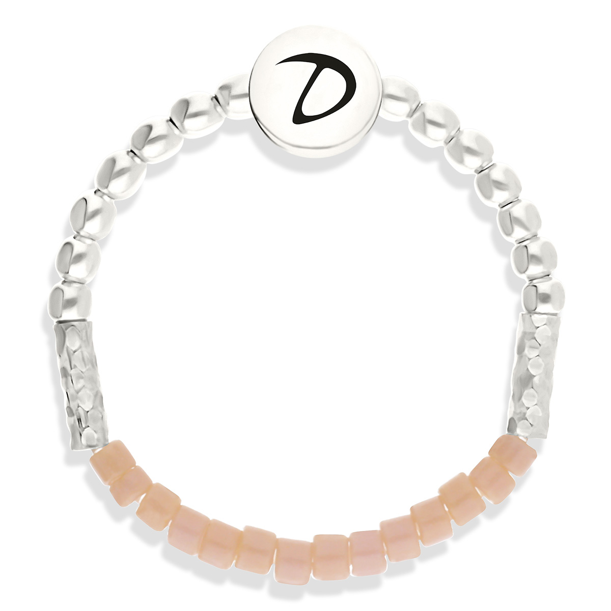 BAGUE ELASTIQUE BEIGE PERLES ARGENT