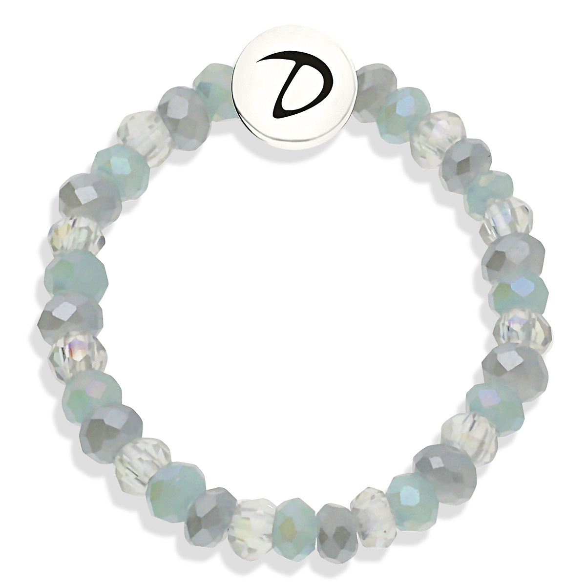 BAGUE ÉLASTIQUE BLEU-CLAIR-GRIS Argent 925