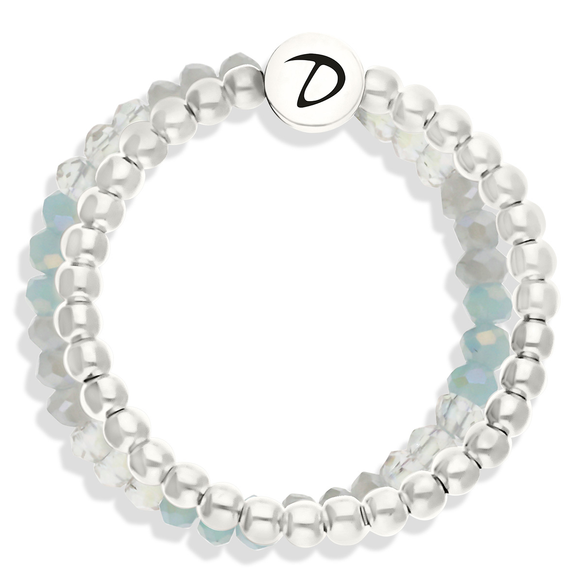 BAGUE ÉLASTIQUE DOUBLE BLEU-CLAIR-GRIS Argent 925