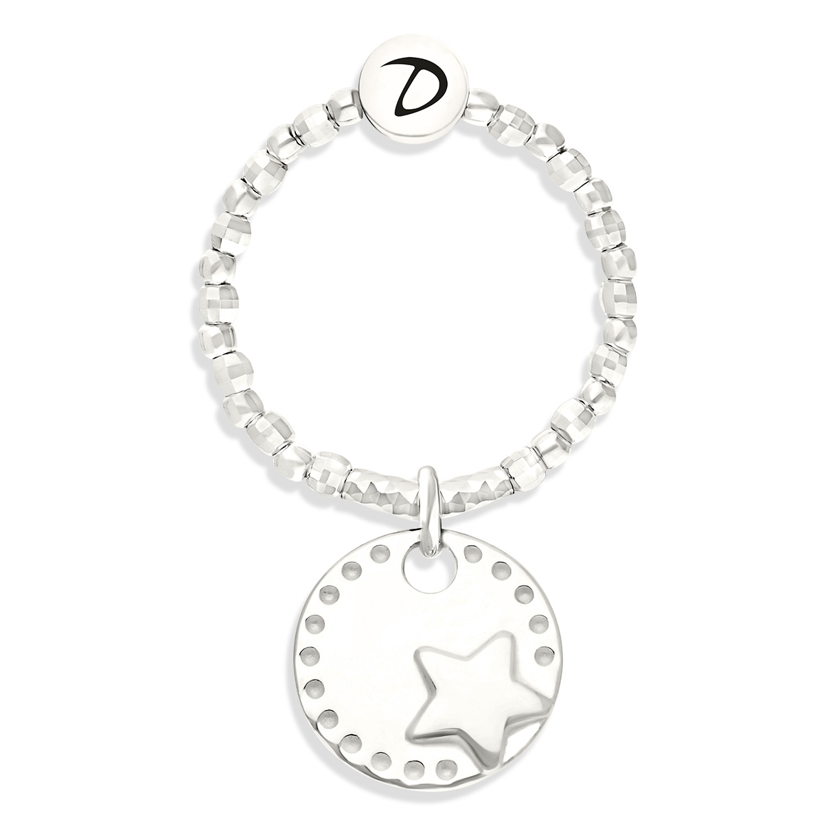 BAGUE ÉLASTIQUE PASTILLE ET ETOILE ALL SILVER