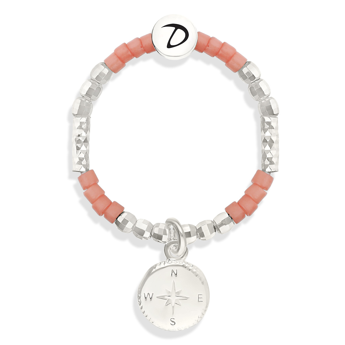 BAGUE ÉLASTIQUE CORAIL CLAIR ROSE DES VENT