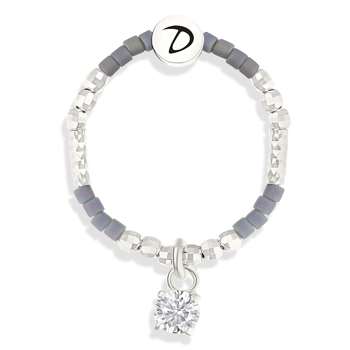 BAGUE ÉLASTIQUE OXYDE MIYUKI GRIS