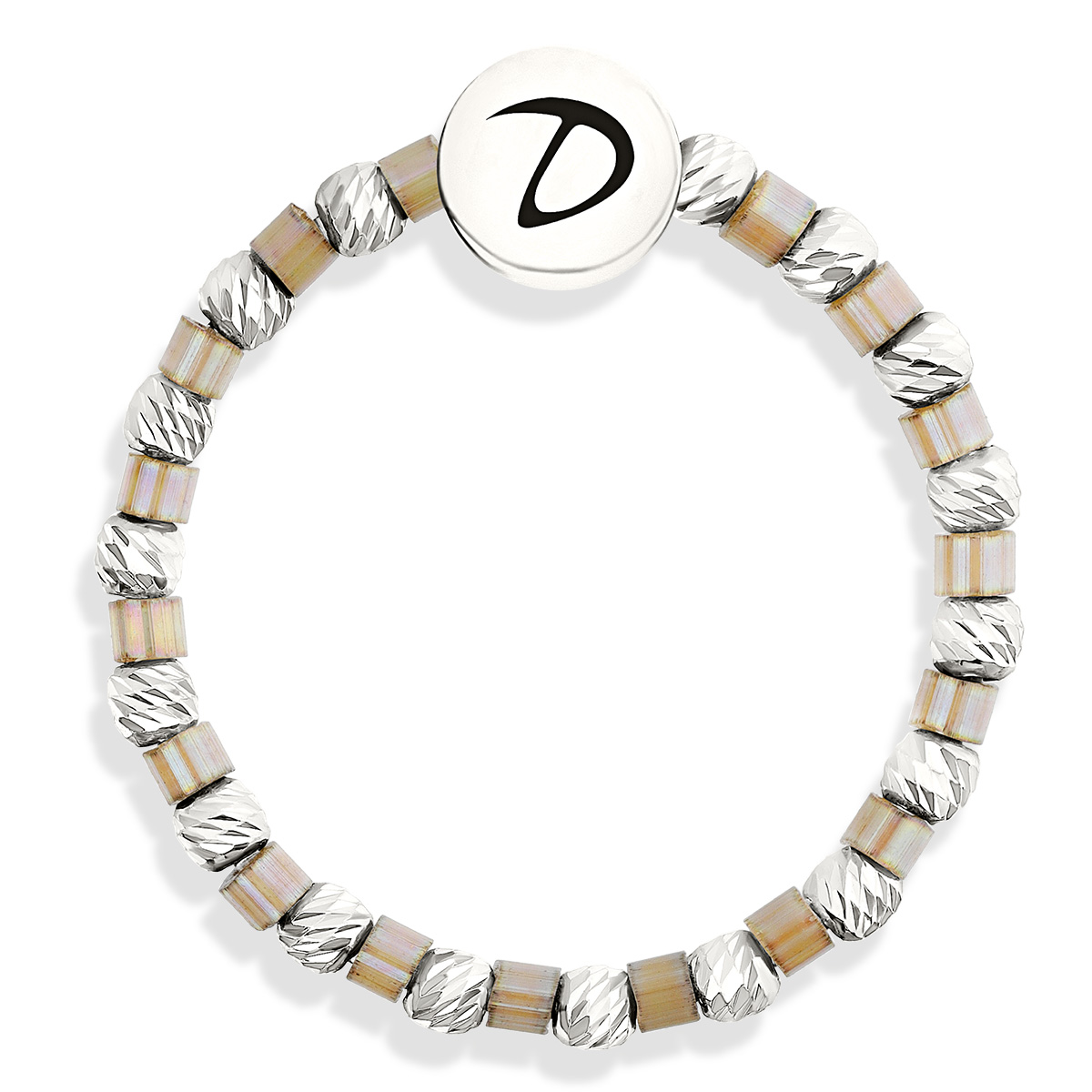 BAGUE ELASTIQUE FACETTÉE MIYUKI BEIGE CLAIR
