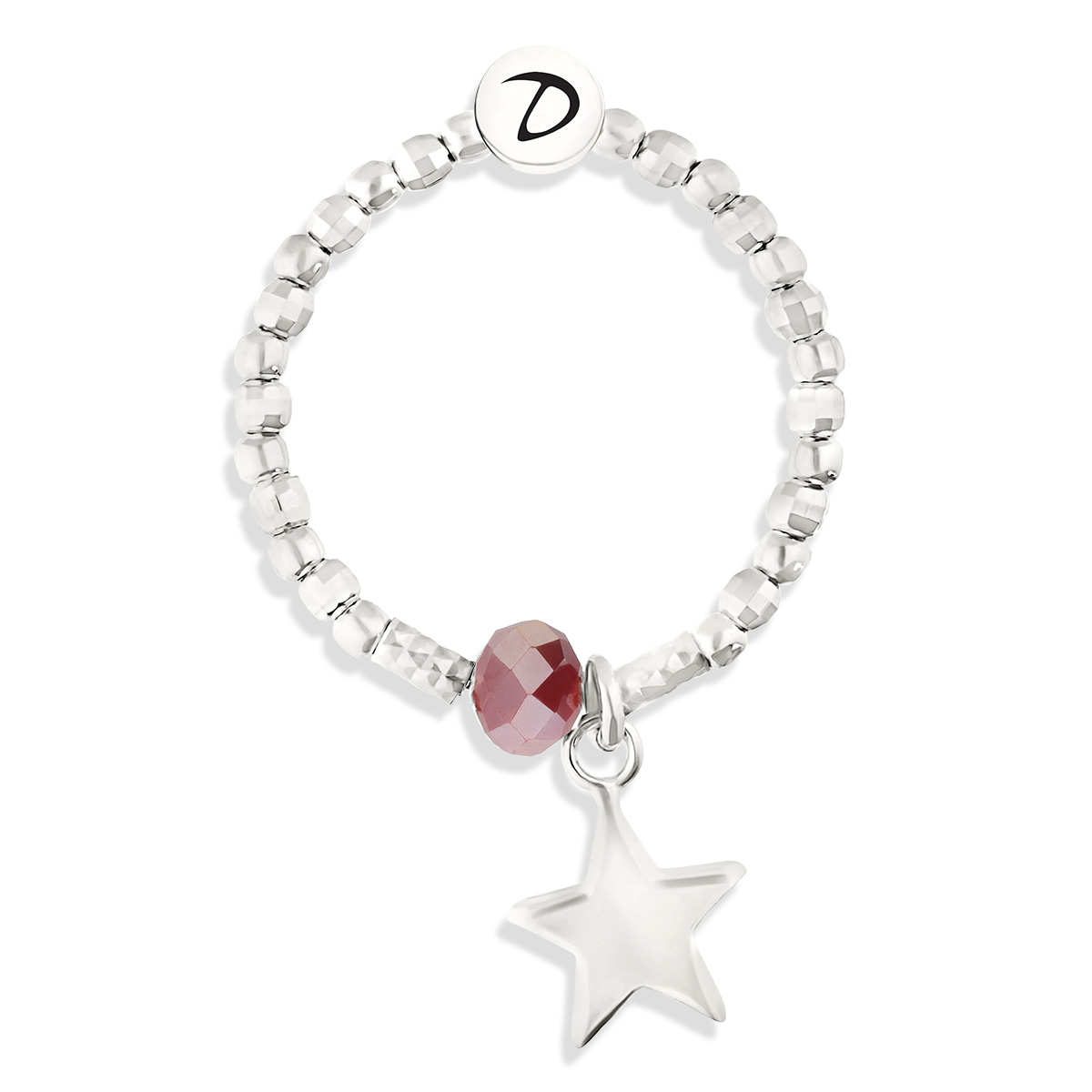 BAGUE ÉLASTIQUE PETITE ETOILE PERLE ROUGE