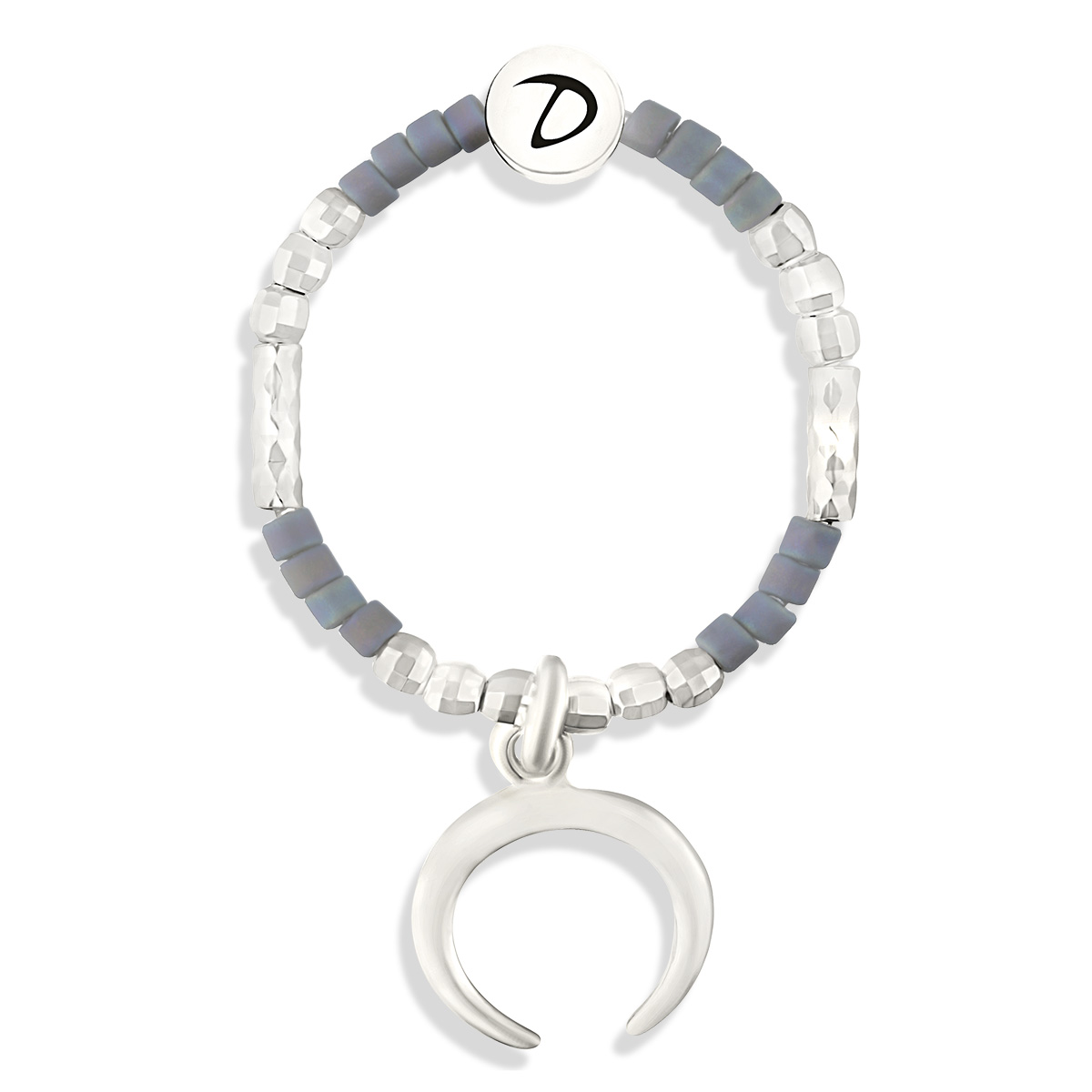 BAGUE ÉLASTIQUE CROISSANT MIYUKI GRIS MAT