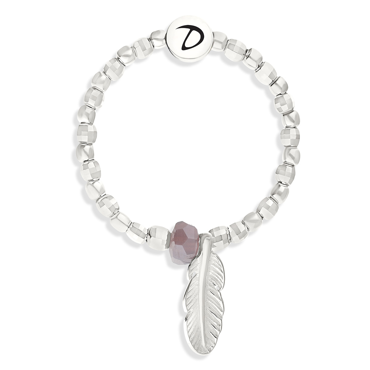 BAGUE ÉLASTIQUE PLUME EVORA PERLE VIOLETTE