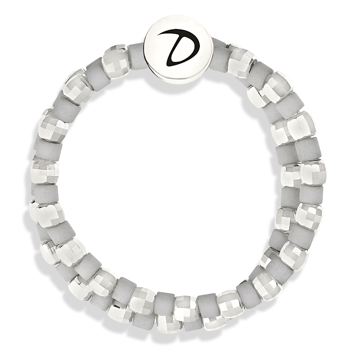BAGUE DOUBLE ELASTIQUE MIYUKI GRIS MAT