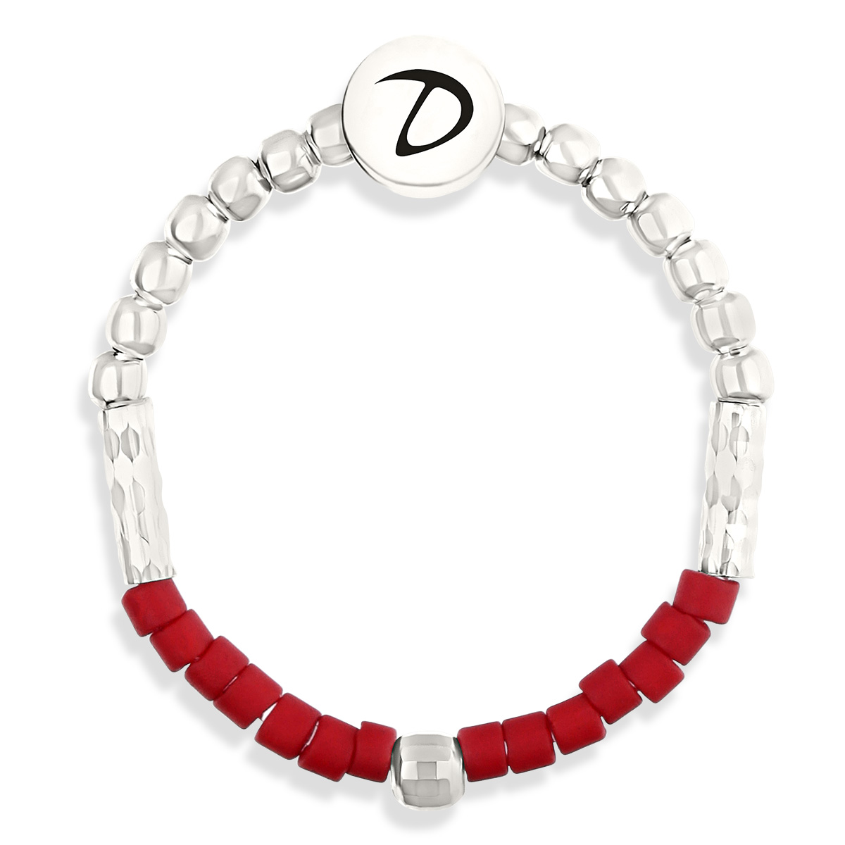 BAGUE ROUGE ET SILVER