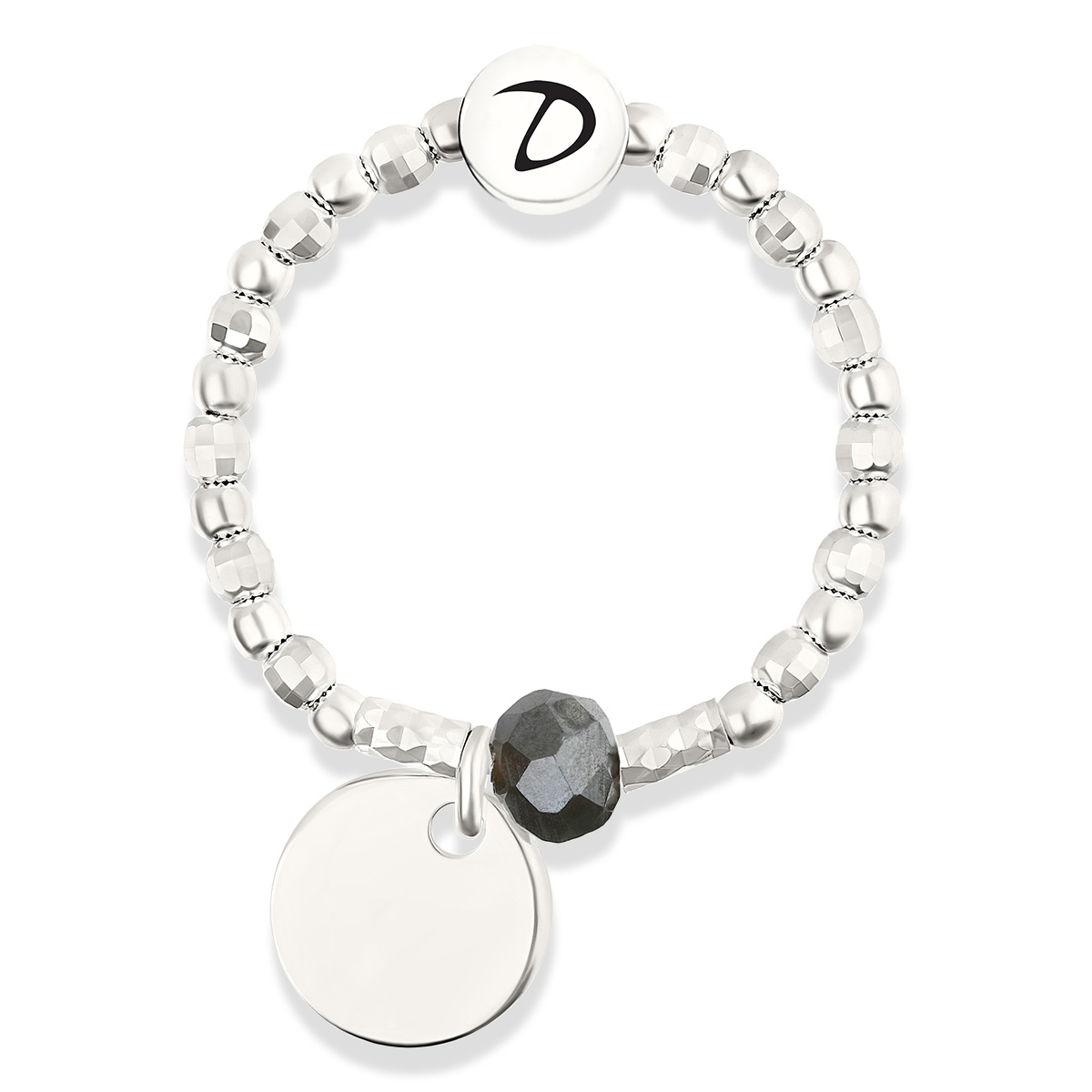 BAGUE ÉLASTIQUE PASTILLE PERLE GRISE