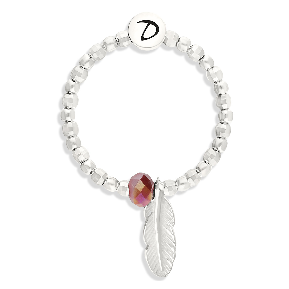 BAGUE ÉLASTIQUE PLUME EVORA PERLE ROUGE