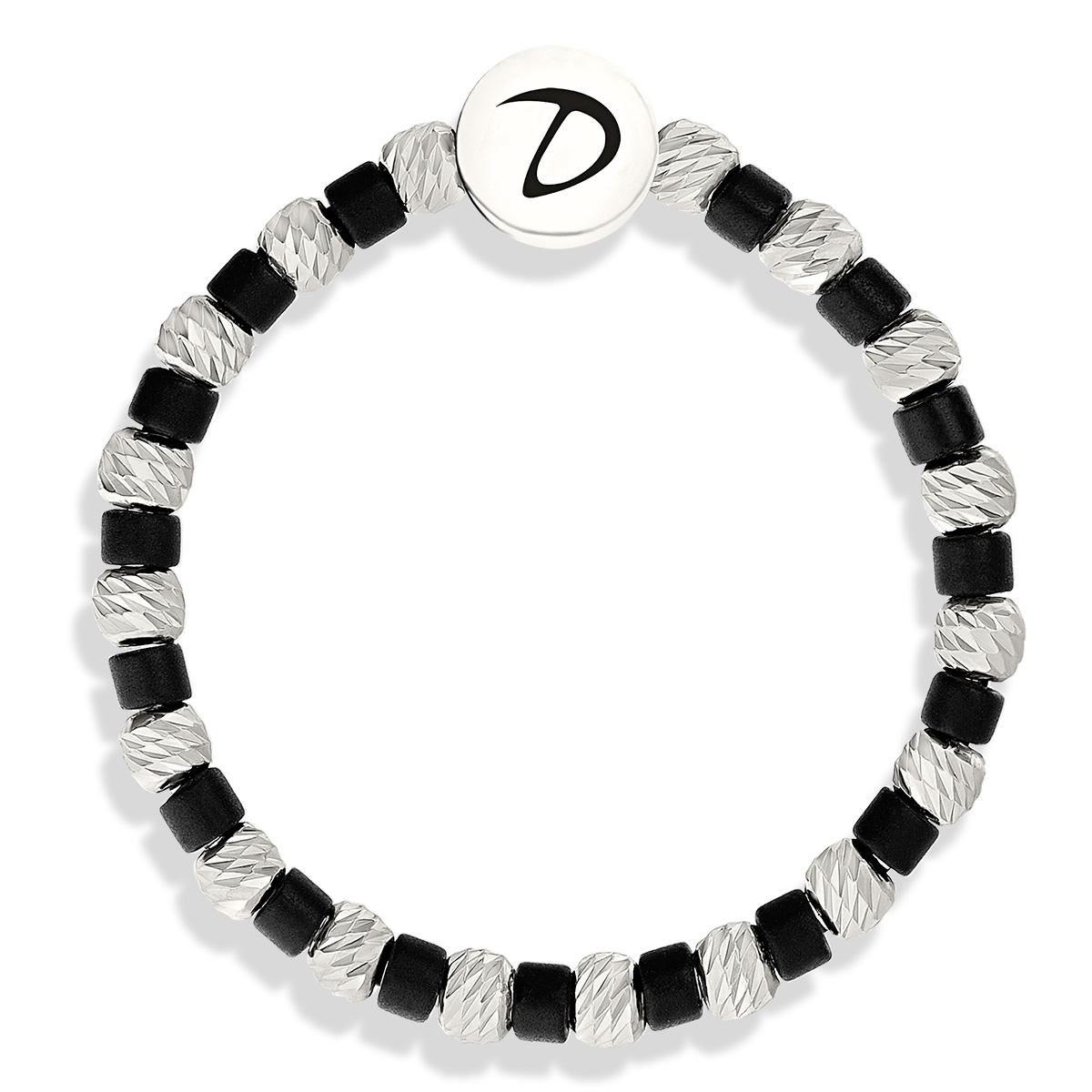 BAGUE ELASTIQUE FACETTÉE MIYUKI NOIR