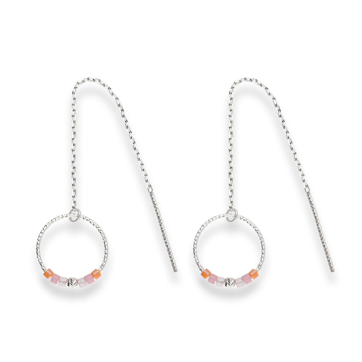 Boucles Pendantes Argent 925 Les Épurées Rose Violet