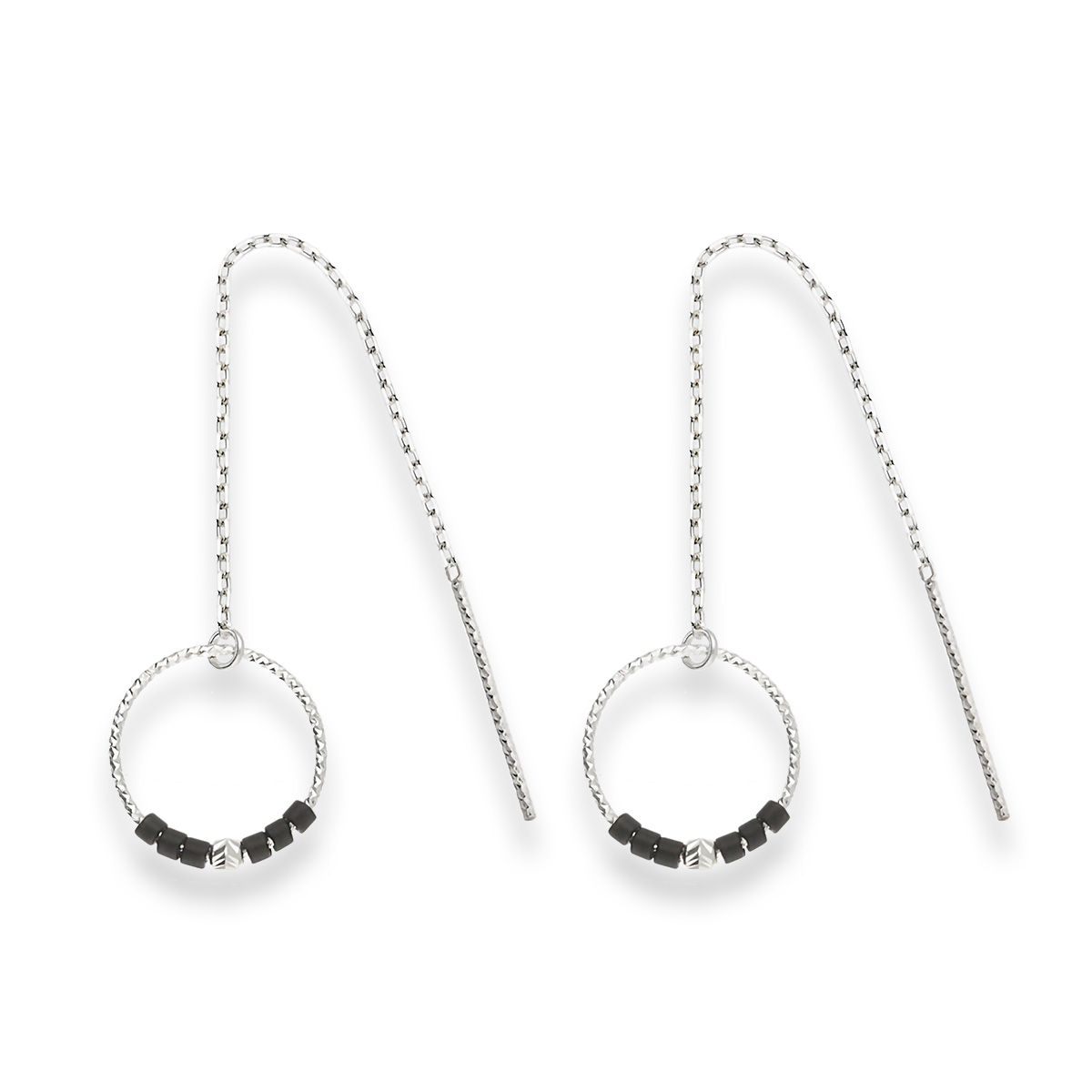 Boucles Pendantes Argent 925 Les Épurées Noir