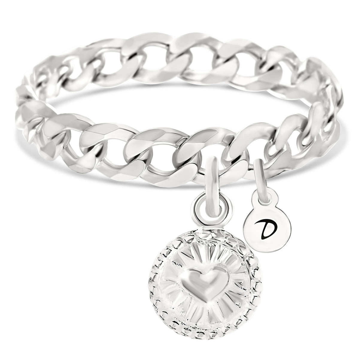 BAGUE CHAÎNE SAN FRANCISCO - MEDAILLON COEUR