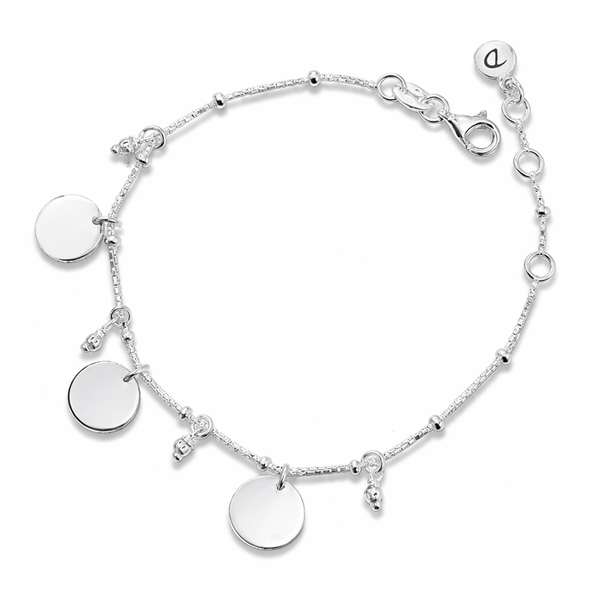 BRACELET CHAINE 3 PASTILLES Argent 925 Gravable