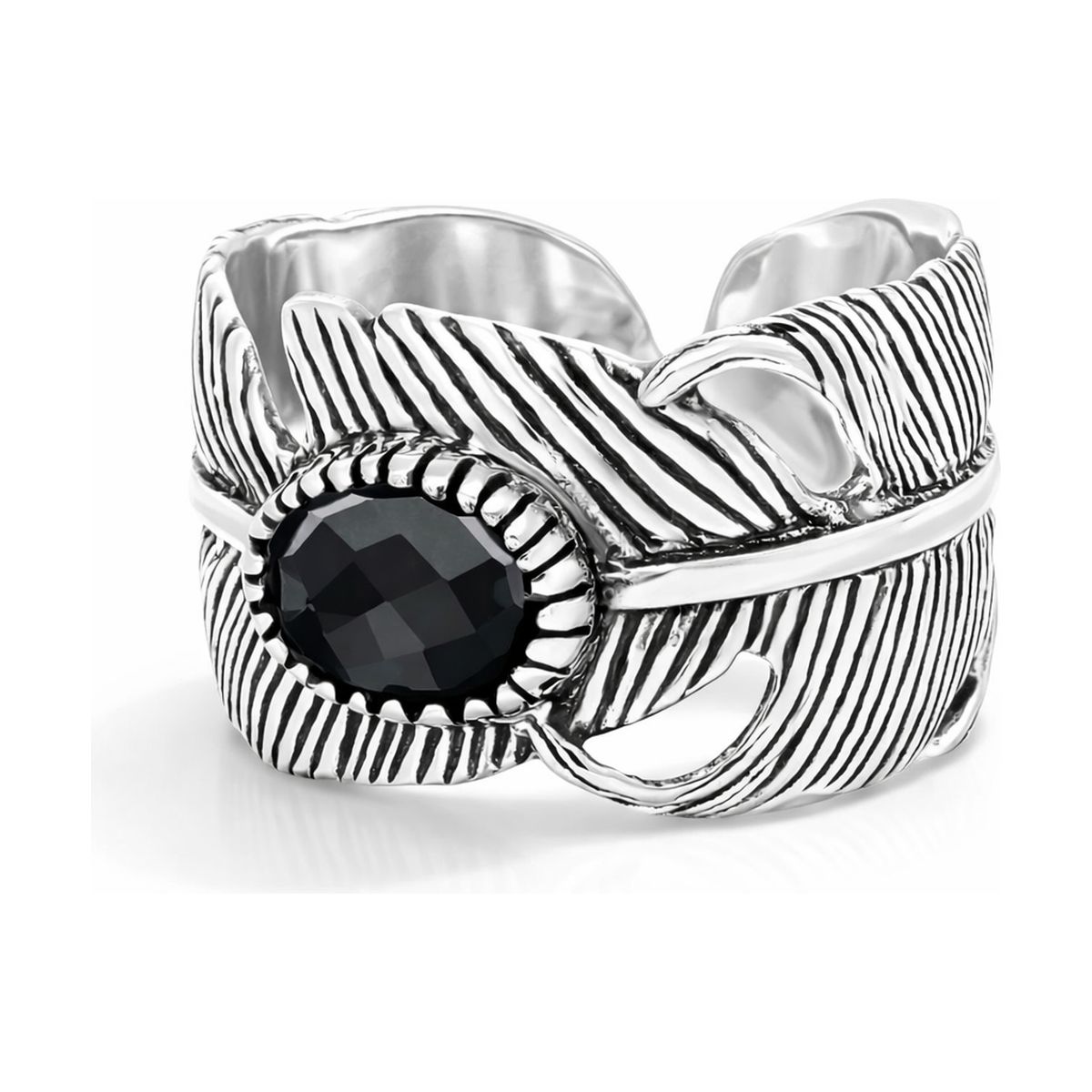 BAGUE REGLABLE PLUME NOIRE
